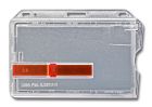 Kartenhalter aus transparent-mattem Polycarbonat mit Ausschieber
